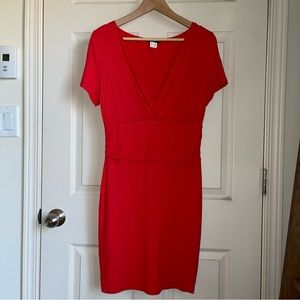 Red Venus Short Sleeve Fitted Mini Dress